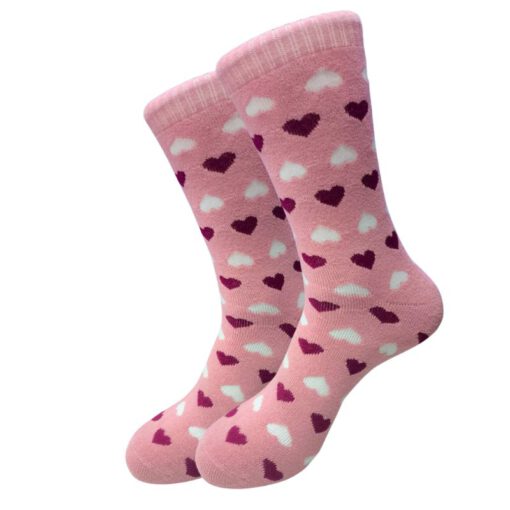 Towel Warm Socks - Pink Heart